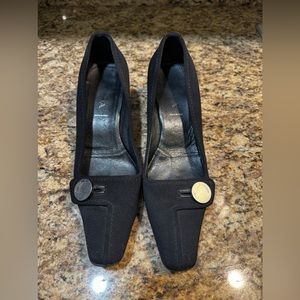 Size 8 Prada black kitten heels.